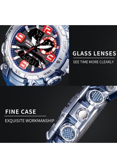 Novahub Smael 1921 Doğa Sporları Su Geçirmez Erkekler Aydınlık Zaman İzle Elektronik Saat Turuncu Ve Mavi Çok Renkli Çok Renkli