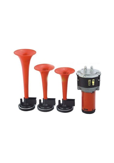 Ahmet Otomotiv 3 Borulu Havalı Korna 12 Volt Motorlu Kırmızı