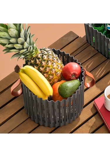 Porsima 4314 Antrasit 3'lü Sepet Seti Banyo Mutfak Organizeri