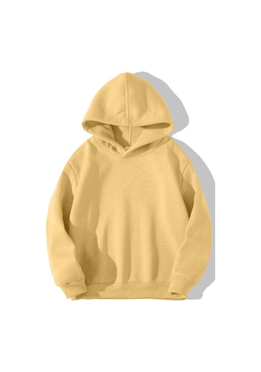 Brz Kids Unisex Çocuk Basic Hoodie Limon Sarısı Sarı