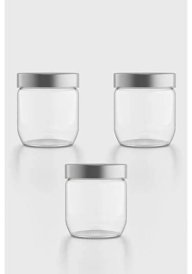 Renga Voca 425 Ml Metal Kapaklı 3'lü Cam Kavanoz Seti 131082 Gümüş