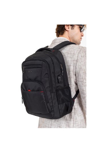 Dada 03 Usb Aparatlı Siyah Laptop Sırt Çantası 15,6 İnç Geniş İç Hacim Darbe Emici Koruma