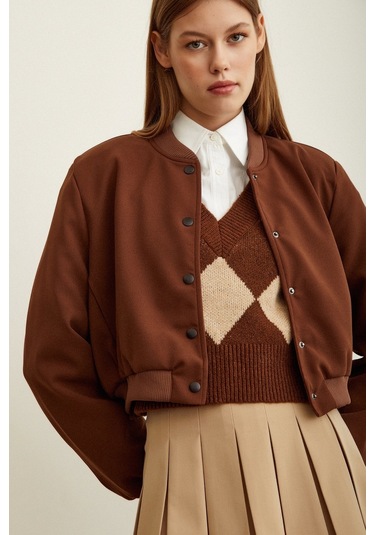 Never More Astarlı Çıt Çıtlı Mont Kahve Kahverengi