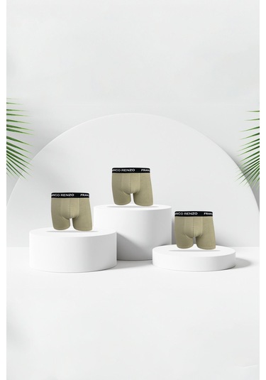 Franco Renzo Erkek 3'lı Lüx Kutulu Pamuklu Ve Likralı Boxer Taş