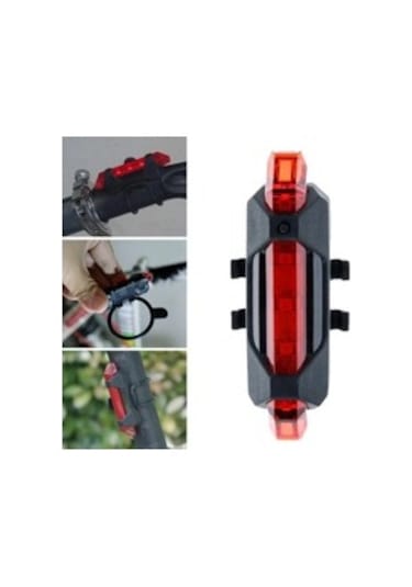 Şarjlı Bisiklet Işığı Led Çok Fonksiyonlu Usb Girişli - Kırmızı