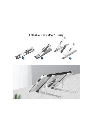 Kosona Alüminyum Portatif Klaptop Standı - 7 Seviye Yükseklik Ayarlı, 10-17 İnç Cihaz Desteği, Isı Dağıtımı, Katlanabilir, 6kg Yük Taşıma