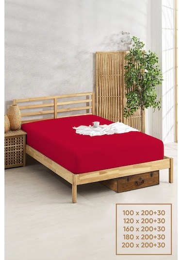 Penye Lastikli Çarşaf Pamuklu Jersey Çift Kişilik 160x200cm Bordo Bordo