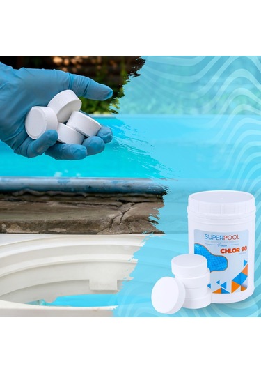 SPP Superpool Superchlor 90 TB %90 Premium Tablet Klor 1 KG Havuz Kimyasalı