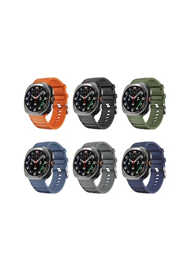 Samsung Galaxy Uyumlu Watch Ultra 47mm / Ultra 2025 İçin Düz Renk Spor Silikon Saat Bandı Gece Mavisi