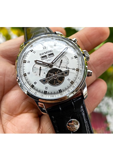 Raymond Star Gümüş Beyaz Otomatik Erkek Kol Saati Gümüş