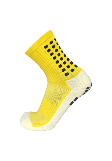 Geeroyoo Futbol Basketbol Çorapları: Orta Boy, Punto Lastik Kayma Engeli, Kare Fırça Tabaka, Kalın Havlu Tabanlı, Sarı Çok Renkli