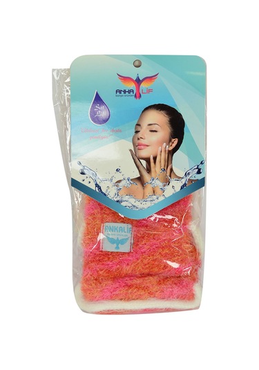 Ankalif İpli Sırt ve Vücut Yumuşak Banyo Lifi Pembe - Turuncu 56 x 10 CM