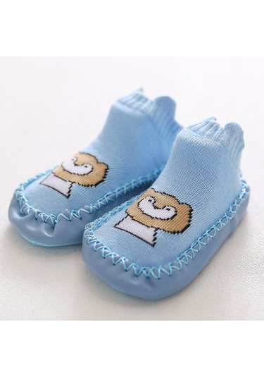 Uıowoo Bebek Yer Çorapları-kaymaz Yumuşak Tabanlı, 0 Pamuk, Sevimli Hayat Desenli - İlk Adım Ve Ev İçim Kullanım İçin Pd001-mavi