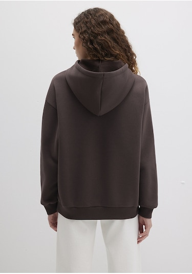 Mavi - Mavi Logo Baskılı Kapüşonlu Kahverengi Sweatshirt 1600361-70222 Kahverengi