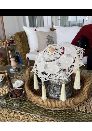 Masaüstü Dantelli Dekoratif Sunum Bali Şemsiyesi
