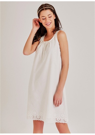 Magic Form 30108 Ekru Sabahlıklı Hamile Lohusa Gecelik Takımı