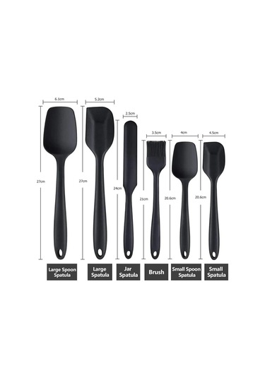 Kırmızı Wıkhostar 6 Parça Silikon Spatula Seti Gıda Sınıfı Yapışmaz Isıya Dayanıklı Spatula Turner Pişirme Pişirme Karıştırma Pişirme Araçları