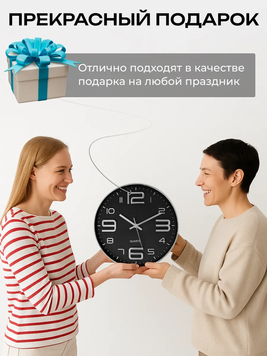 Casy Market Mutfak İçin Yuvarlak Sessiz Duvar Saati 25 Cm 462986365 Siyah