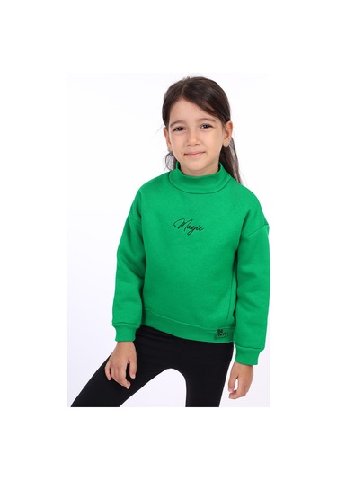 Toontoy Kız Çocuk Nakışlı Sweatshirt Çimen Yeşili