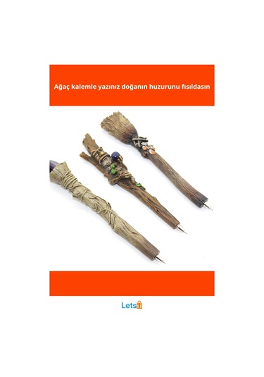 Ağaç Temalı Dayanıklı Polyester Tükenmez Kalem 16 Cm Çok Renkli