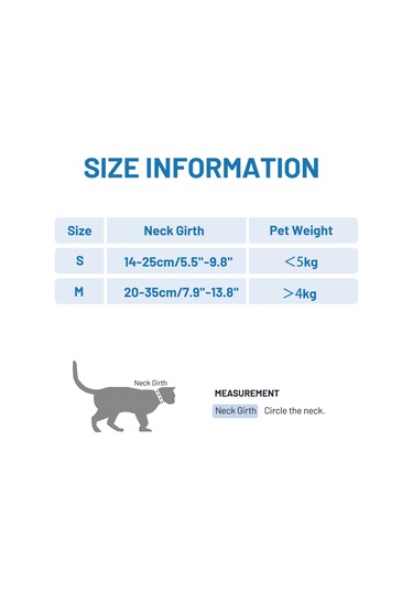 Vkemall Kedi Yaralarını Yalama Koruyucu Eşarpı, Soğuk Hava İçin Yumuşak, Hafif, Ayarlanabilir, Mavi, M Boyutu