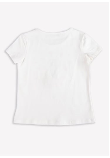 Balerin Baskılı Beyaz Kız Çocuk T-Shirt Beyaz