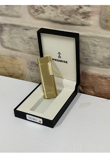 Promise Marka Sarı Gold Renk Gazlı İnce Kişiye Özel Çakmak