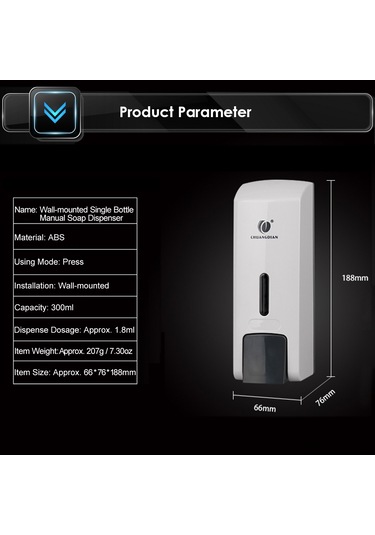 Yifomall Duvar Tipi Tek Elle Kullanımlık 300ml Abs Sabunluk - Sızdırmaz Ve Dayanıklı Diğer