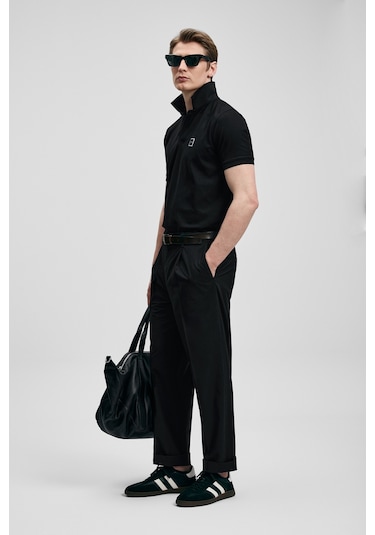 Lufian Carter Smart Erkek Polo T-shirt 111040233 Siyah