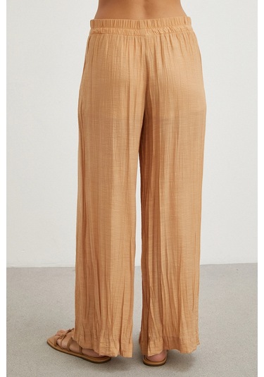 Uterpe Crinkle Wide Leg Pantolon Hardal