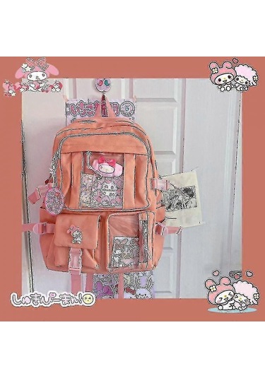 Rion Kawaii Sanrio Mymelody Kuromi Cinnamoroll Pompom Purin Yeni Sırt Çantası Karikatür Büyük Kapasiteli Öğrenci Okul Çantası Açık Hava Sırt Çantası Diğer