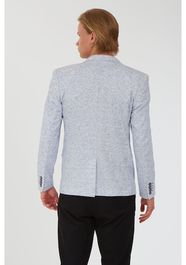 Sposo 5106 Dar Kalıp Yarım Astarlı Beyaz Erkek Blazer Ceket Beyaz