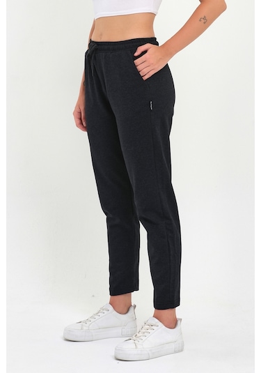 MMetalic Kadın Lacivert Klasik Cepli Eşofman Altı Antrasit