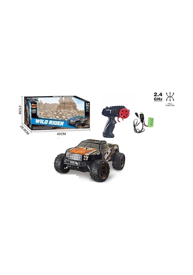 Şarjlı 1:10 Rc Dev Off-road Araba 15km/h Hızlı Arazi Aracı 40 Cm - Turuncu