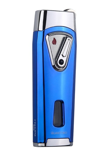 Quantoro Çift Torch Pürmüz Parliament Mavi Metal Puro Çakmağı - Trz1057