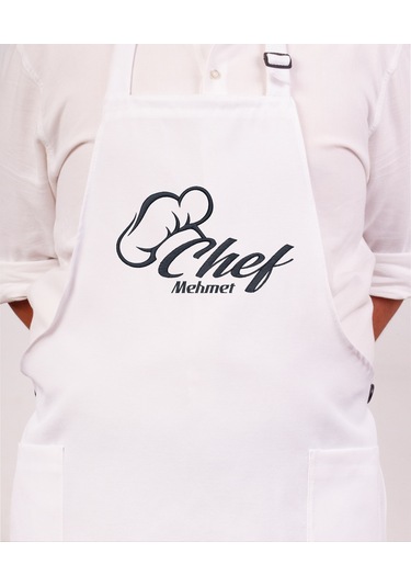 Mutfak Önlüğü Kişiye Ve İsme Özel Nakışlı Mutfak Önlüğü Şef 1 Farklı Renkler Beyaz