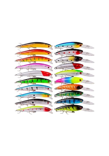 Valkyrie 20 Adet Karışık Minnow Crankbait Swimbait Rapala Sahte Yem Olta Seti Balık İğnesi