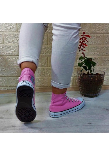 Fiyra 555 Pembe Uzun Unisex Sneaker Keten Spor Ayakkabı 001