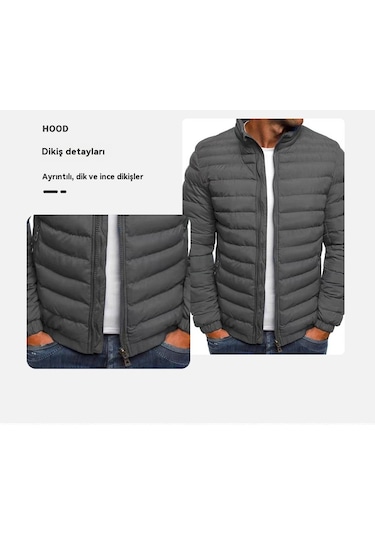 Edwardest Erkekler İçin Hafif, Dik Yakalı Pamuklu Ceket Açık Mavi