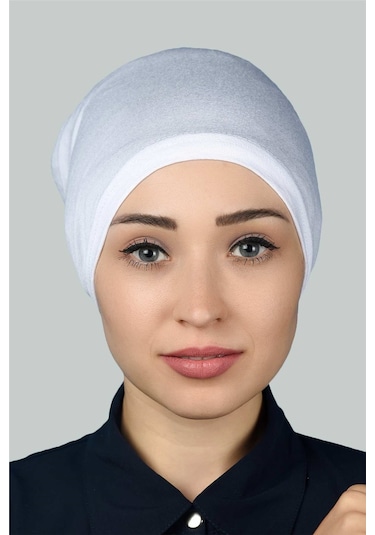 Altobeh Hazır Pratik Geçmeli Lastikli Tesettür Bone - Beyaz