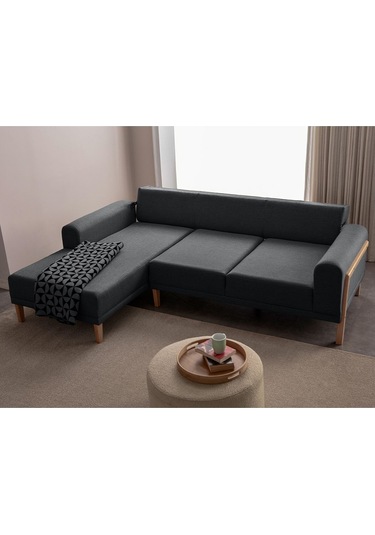 Latte Sırt Mekanizmalı Köşe Koltuk Takımı Antrasit