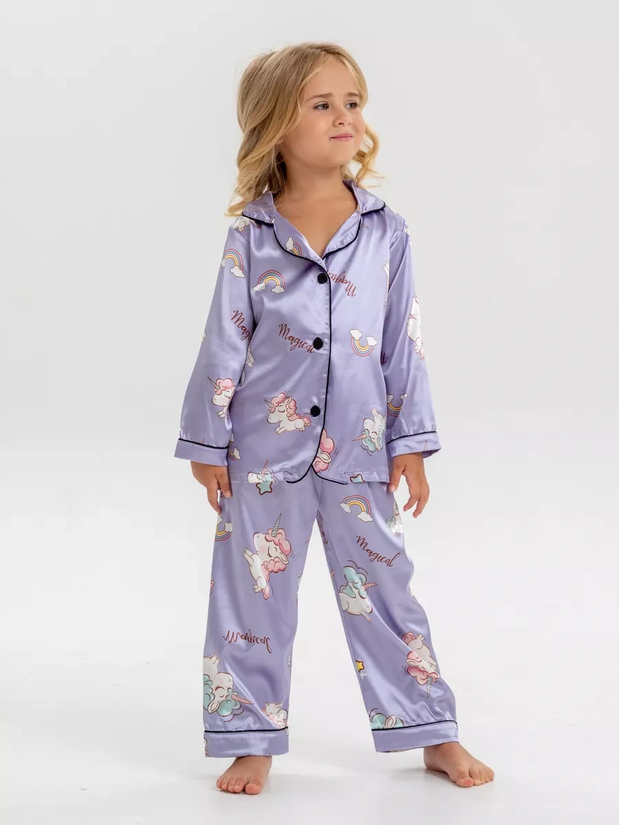 Milaeva Kids Çocuklar İçin İpek Pijama Takımı 170068594 Leylak
