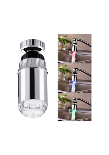 Sdf-b2 1 Led Abs Sıcaklık Sensörü Rgb Led Musluk Işık Su Kızdırma Duş, Boyut: 78 X 28mm, Arayüz: 22mm Gümüş Diğer