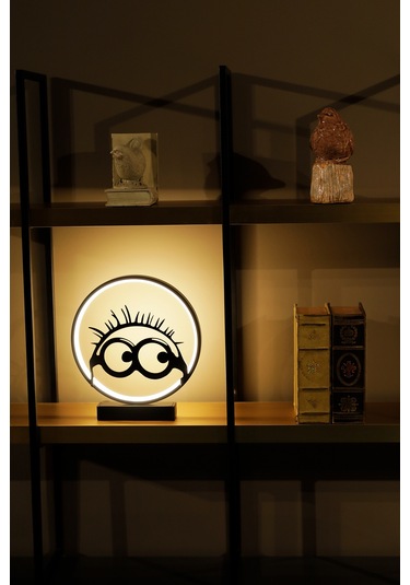 Minion Gözlük Silüetli Metal Led Masa Lambası Dekoratif Çocuk Odası Işığı Eğlenceli Gece Lambası Minion