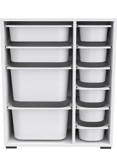 Pratico 10 Sepetli Çok Amaçlı Oyuncak Dolabı - Beyaz - 83x30x45,5 Cm Beyaz