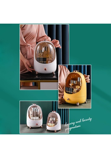 Springsun Led Işıklı Şeffaf Makyaj Organizatörü - Banyo & Yatak Odası İçin Kompakt Saklama Kutusu Beyaz