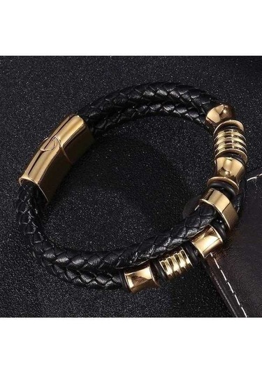 Fastbuy Unikelikle Tasarım Paslanmaz Çelik Bileklik - Erkek Modası - Klasik Doğum Günü Hediyesi Siyah