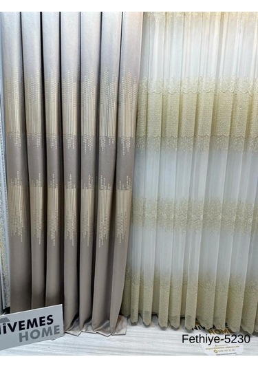 Nivemeshome Fethiye 614178 Taş V-5230 1/3 Sık Pileli Fon Perde Apm Taş