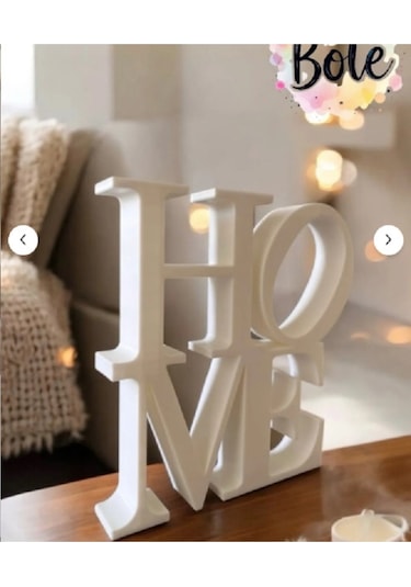 Home Yazılı Beyaz Renk Dekoratif Biblo
