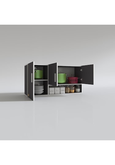 Kenzlife hazır mutfak mirandus22 gri 060*120*22 mutfak banyo dolabı kapaklı raflı